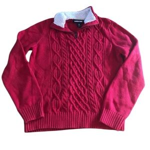 Lands End Red Sweater with fleece neck Size Medium